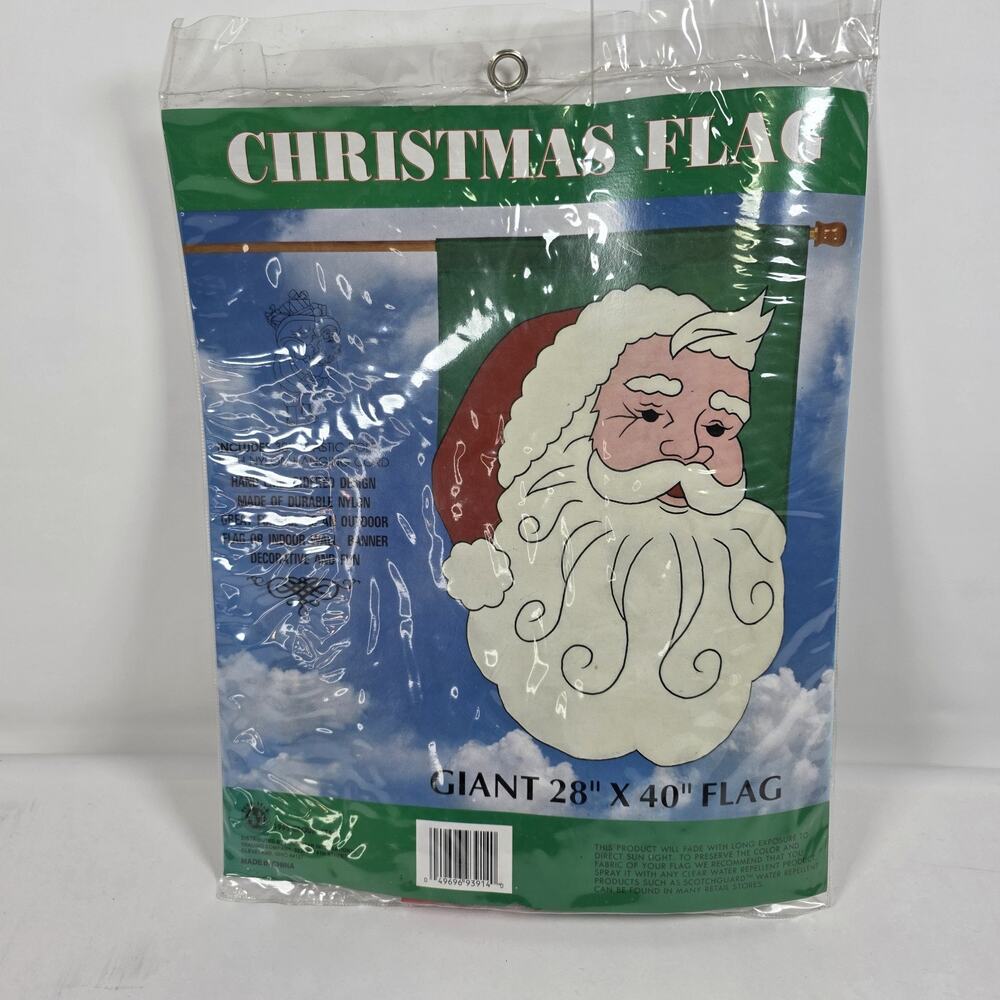 Vintage Yard Garden Flag Banner 28”x 40” Santa Claus Christmas Holiday 1995